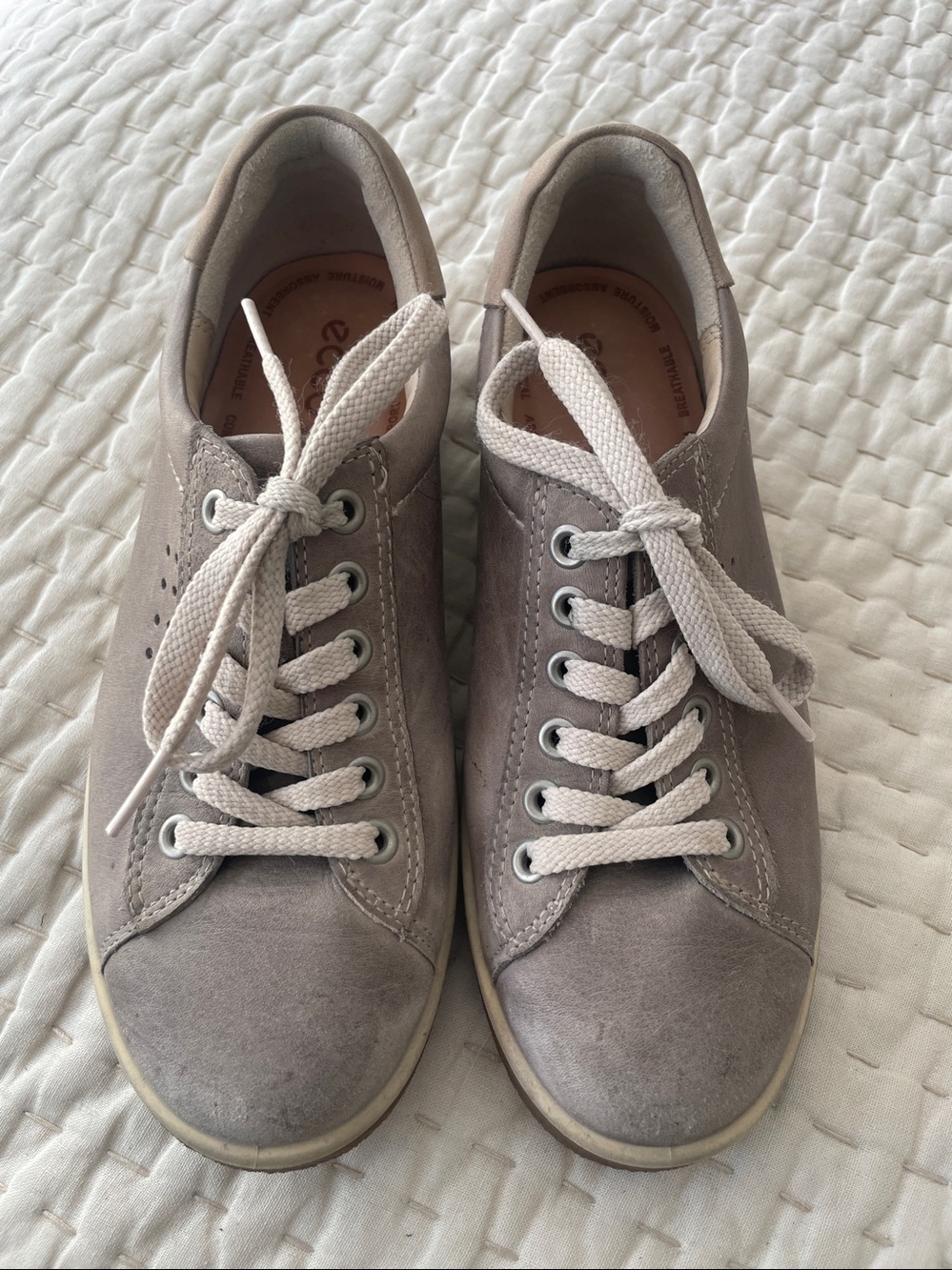 Women ECCO Sneakers | Size 36 5 - 5.5 | Grey Soft | Nubuck Leather | Lace Up